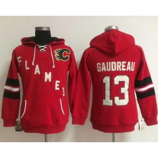 Calgary Flames 13 Johnny Gaudreau Red Women Old Time Heidi NHL Hoodie Calgary Flames 13 Johnny Gaudreau Red Women Old Time Heidi NHL Hoodie