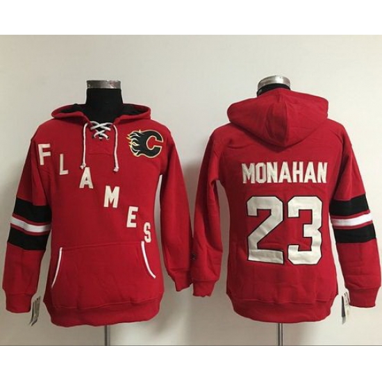 Calgary Flames 23 Sean Monahan Red Women Old Time Heidi NHL Hoodie Calgary Flames 23 Sean Monahan Red Women Old Time Heidi NHL Hoodie
