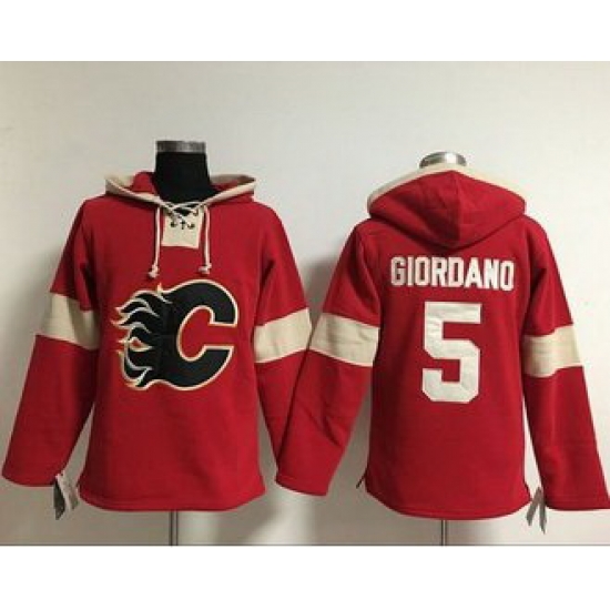 Men Calgary Flames 5 Mark Giordano Red Pullover NHL Hoodie Men Calgary Flames 5 Mark Giordano Red Pullover NHL Hoodie