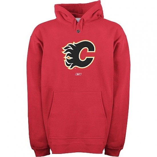 NHL Mens Reebok Calgary Flames Primary Logo Hooded Sweatshirt NHL Mens Reebok Calgary Flames Primary Logo Hooded Sweatshirt