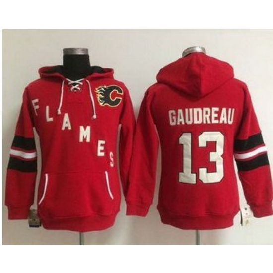 Women Calgary Flames 13 Johnny Gaudreau Red Old Time Heidi NHL Hoodie Women Calgary Flames 13 Johnny Gaudreau Red Old Time Heidi NHL Hoodie