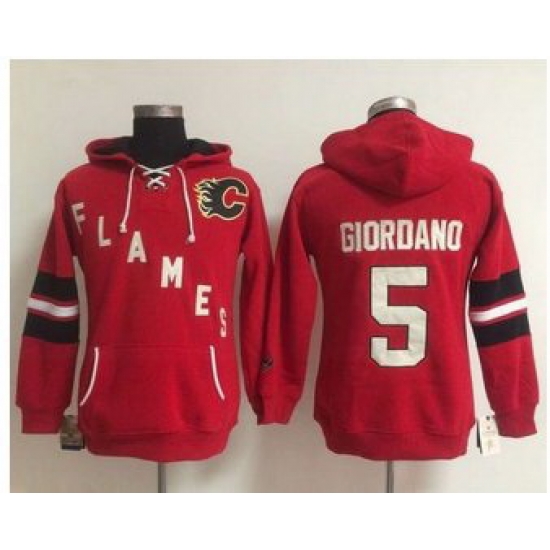 Women Calgary Flames 5 Mark Giordano Red Old Time Heidi NHL Hoodie Women Calgary Flames 5 Mark Giordano Red Old Time Heidi NHL Hoodie