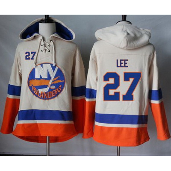 Islanders #27 Anders Lee Cream Sawyer Hooded Sweatshirt Stitched NHL Jersey Islanders #27 Anders Lee Cream Sawyer Hooded Sweatshirt Stitched NHL Jersey