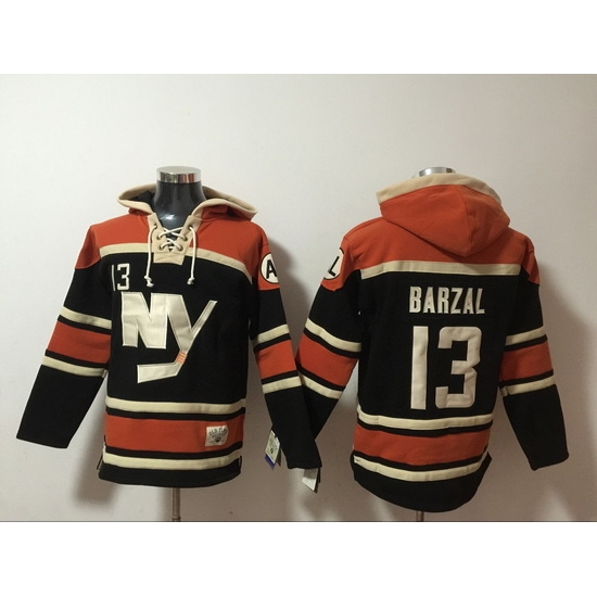 Men New York Islanders 13 Mathew Barzal Black All Stitched Hoodie Men New York Islanders 13 Mathew Barzal Black All Stitched Hoodie