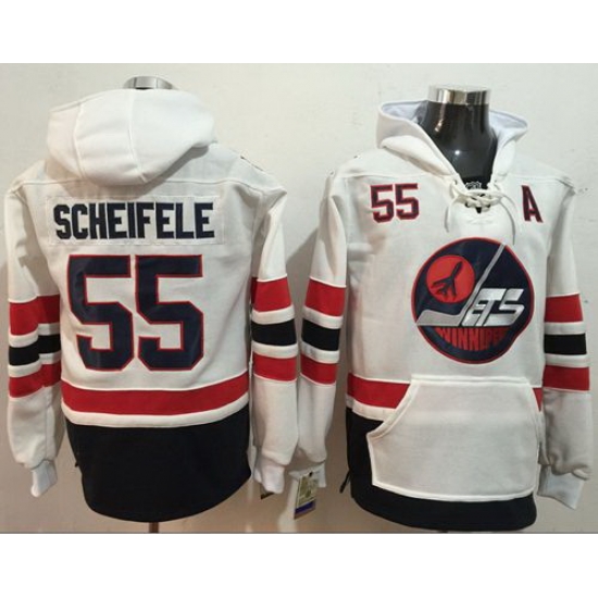 Men Winnipeg Jets 55 Mark Scheifele White Name 26 Number Pullover NHL Hoodie Men Winnipeg Jets 55 Mark Scheifele White Name 26 Number Pullover NHL Hoodie