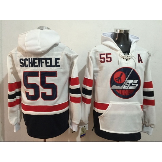 Men Winnipeg Jets 55 Mark Scheifele White Stitched Hoodie Men Winnipeg Jets 55 Mark Scheifele White Stitched Hoodie