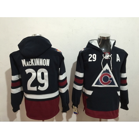Men Colorado Avalanche 29 Nathan MacKinnon Blue Stitched Hoodie Men Colorado Avalanche 29 Nathan MacKinnon Blue Stitched Hoodie