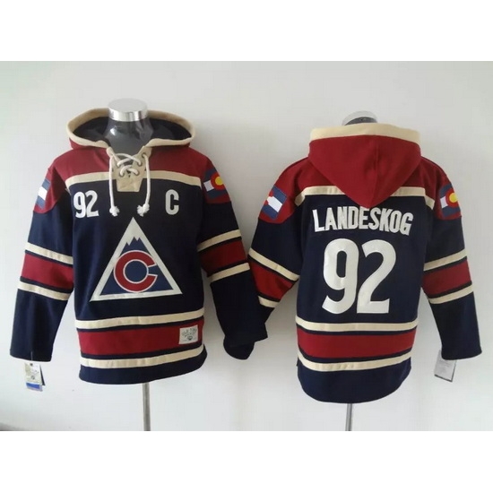 Men Colorado Avalanche 92 Gabriel Landeskog Navy Stitched Hoody Men Colorado Avalanche 92 Gabriel Landeskog Navy Stitched Hoody