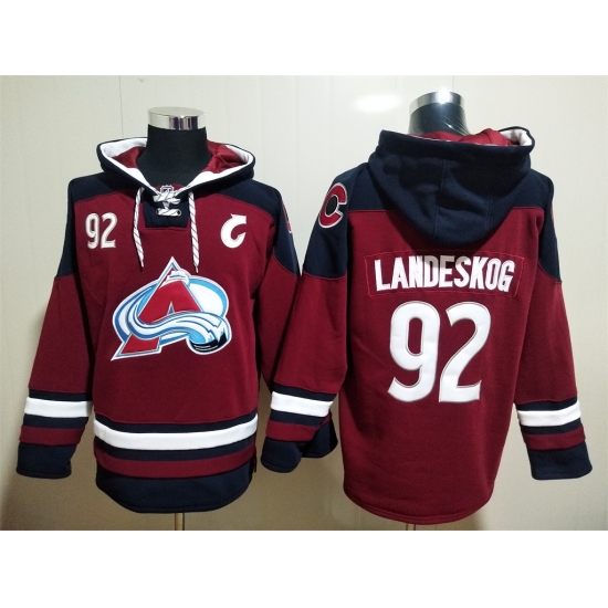 Men Colorado Avalanche Gabriel Landeskog 92 Red Stitched NHL Hoodie Men Colorado Avalanche Gabriel Landeskog 92 Red Stitched NHL Hoodie