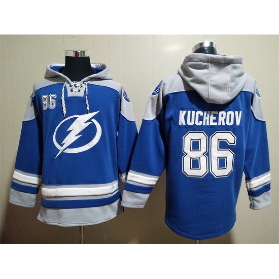 Men's Tampa Bay Lightning #86 Nikita Kucherov Blue Ageless Must-Have Lace-Up Pullover Hoodie Men's Tampa Bay Lightning #86 Nikita Kucherov Blue Ageless Must-Have Lace-Up Pullover Hoodie