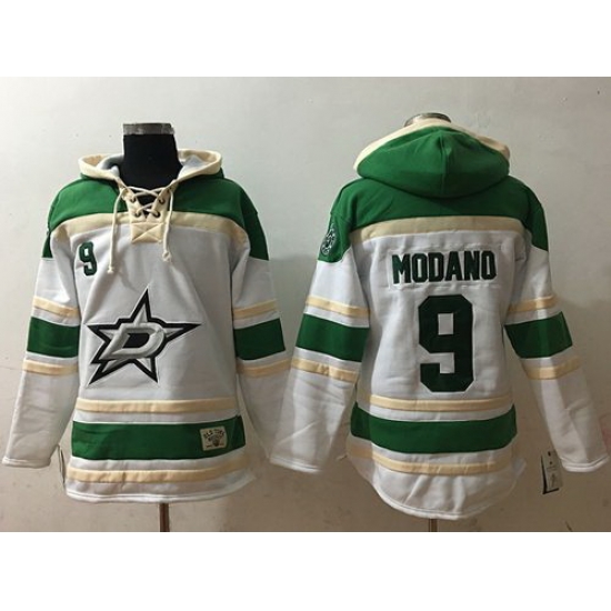 Men Dallas Stars 9 Mike Modano White Sawyer Hooded Sweatshirt Stitched NHL Jersey Men Dallas Stars 9 Mike Modano White Sawyer Hooded Sweatshirt Stitched NHL Jersey