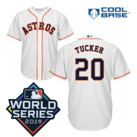 Mens Majestic Houston Astros 20 Preston Tucker Replica White Home Cool Base Sitched 2019 World Series Patch Jersey Mens Majestic Houston Astros 20 Preston Tucker Replica White Home Cool Base Sitched 2019 World Series Patch Jersey