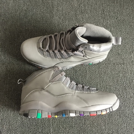 Men Air Jordan 10 New Retro Shoes Rainbow Grey Men Air Jordan 10 New Retro Shoes Rainbow Grey