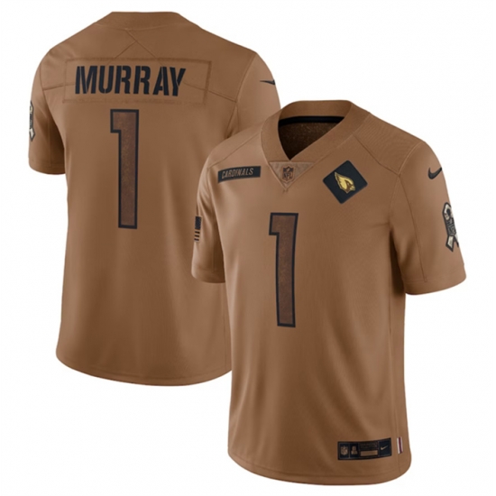 Men Arizona Cardinals 1 Kyler Murray 2023 Brown Salute To Service Limited Stitched Football Jersey Men Arizona Cardinals 1 Kyler Murray 2023 Brown Salute To Service Limited Stitched Football Jersey