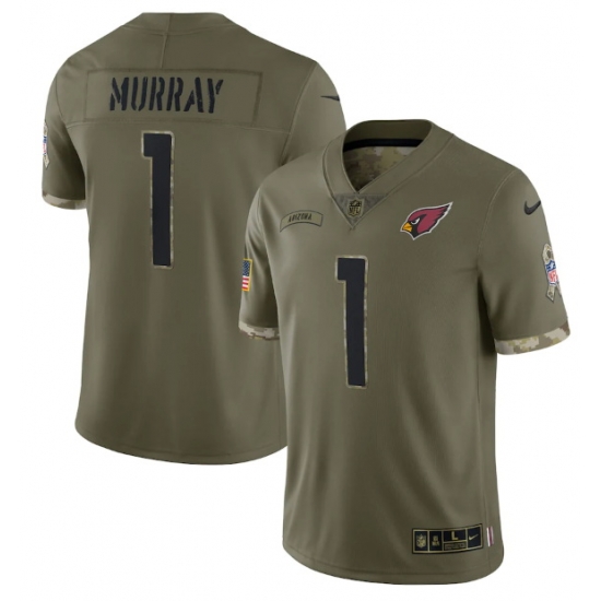 Men Arizona Cardinals 1 Kyler Murray Olive 2022 Salute To Service Limited Stitched Jersey Men Arizona Cardinals 1 Kyler Murray Olive 2022 Salute To Service Limited Stitched Jersey