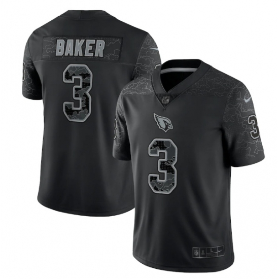 Men Arizona Cardinals 3 Budda Baker Black Reflective Limited Stitched Football Jersey Men Arizona Cardinals 3 Budda Baker Black Reflective Limited Stitched Football Jersey