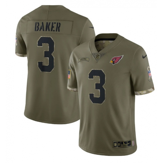 Men Arizona Cardinals 3 Budda Baker Olive 2022 Salute To Service Limited Stitched Jersey Men Arizona Cardinals 3 Budda Baker Olive 2022 Salute To Service Limited Stitched Jersey