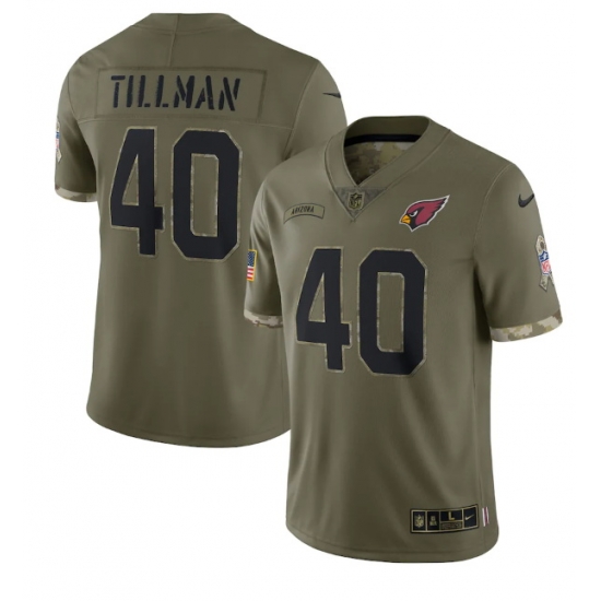 Men Arizona Cardinals 40 Pat Tillman Olive 2022 Salute To Service Limited Stitched Jersey Men Arizona Cardinals 40 Pat Tillman Olive 2022 Salute To Service Limited Stitched Jersey