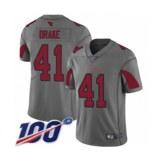 Men Arizona Cardinals #41 Kenyan Drake Limited Silver Inverted Legend 100th Season Football Jersey Men Arizona Cardinals #41 Kenyan Drake Limited Silver Inverted Legend 100th Season Football Jersey