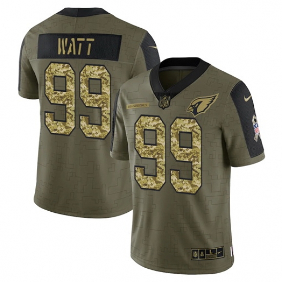 Men Arizona Cardinals 99 J J Watt 2021 Salute To Service Olive Camo Limited Stitched Jersey Men Arizona Cardinals 99 J J Watt 2021 Salute To Service Olive Camo Limited Stitched Jersey