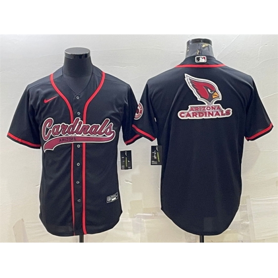 Men Arizona Cardinals Black Team Big Logo With Patch Cool Base Stitched Baseball Jersey Men Arizona Cardinals Black Team Big Logo With Patch Cool Base Stitched Baseball Jersey