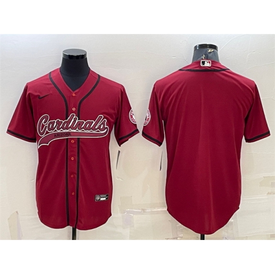 Men Arizona Cardinals Blank Red With Patch Cool Base Stitched Baseball Jersey Men Arizona Cardinals Blank Red With Patch Cool Base Stitched Baseball Jersey