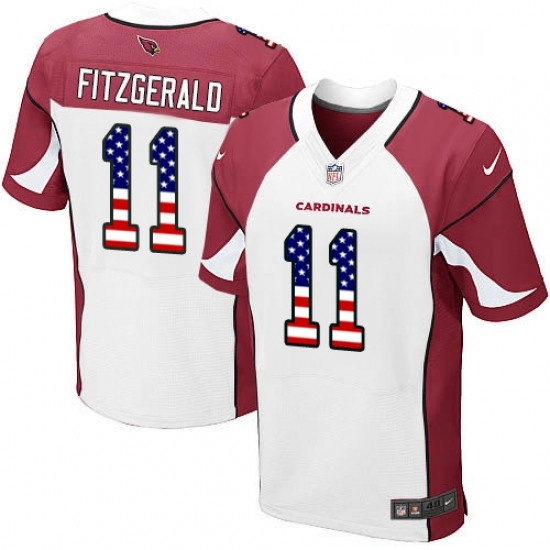 Men Nike Arizona Cardinals 11 Larry Fitzgerald Elite White Road USA Flag Fashion NFL Jersey Men Nike Arizona Cardinals 11 Larry Fitzgerald Elite White Road USA Flag Fashion NFL Jersey
