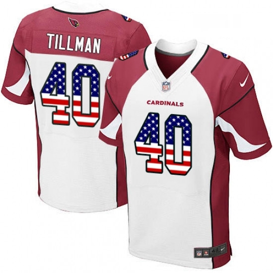Men Nike Arizona Cardinals 40 Pat Tillman Elite White Road USA Flag Fashion NFL Jersey Men Nike Arizona Cardinals 40 Pat Tillman Elite White Road USA Flag Fashion NFL Jersey