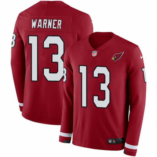 Nike Cardinals #13 Kurt Warner Red Team Color Men Stitched NFL Limited Therma Long Sleeve Jersey Nike Cardinals #13 Kurt Warner Red Team Color Men Stitched NFL Limited Therma Long Sleeve Jersey