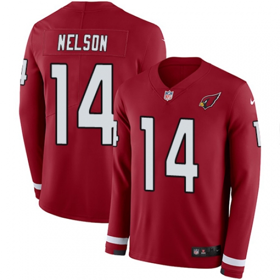 Nike Cardinals #14 J J Nelson Red Team Color Men Stitched NFL Limited Therma Long Sleeve Jersey Nike Cardinals #14 J J Nelson Red Team Color Men Stitched NFL Limited Therma Long Sleeve Jersey