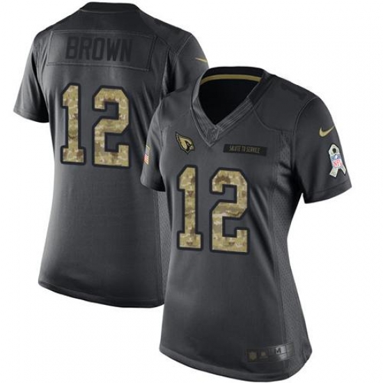 Nike Cardinals #12 John Brown Black Womens Stitched NFL Limited 2016 Salute to Service Jersey Nike Cardinals #12 John Brown Black Womens Stitched NFL Limited 2016 Salute to Service Jersey