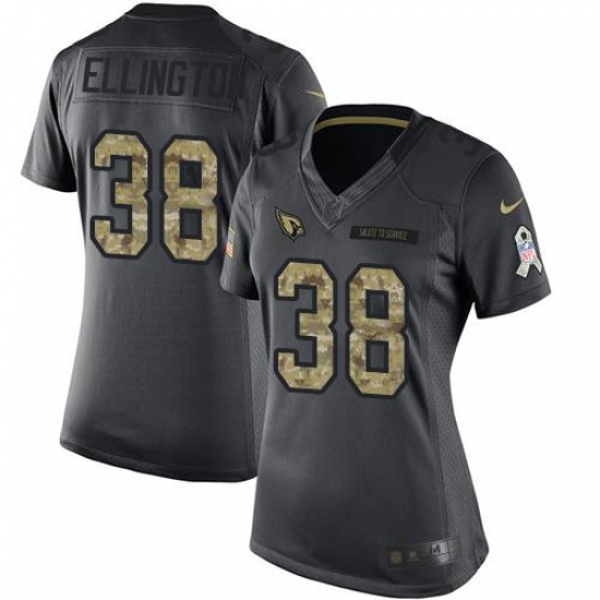 Nike Cardinals #38 Andre Ellington Black Womens Stitched NFL Limited 2016 Salute to Service Jersey Nike Cardinals #38 Andre Ellington Black Womens Stitched NFL Limited 2016 Salute to Service Jersey