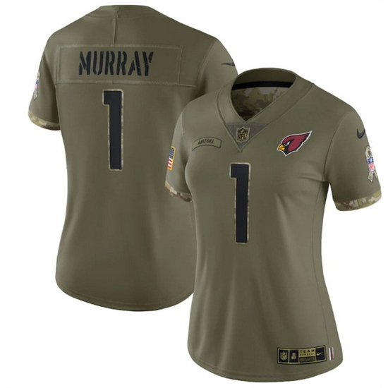 Women Arizona Cardinals 1 Kyler Murray 2022 Olive Salute To Service Limited Stitched Jersey Women Arizona Cardinals 1 Kyler Murray 2022 Olive Salute To Service Limited Stitched Jersey