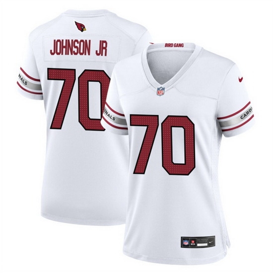 Women Arizona Cardinals 70 Paris Johnson Jr White 2023 Draft Stitched Game Jersey Women Arizona Cardinals 70 Paris Johnson Jr White 2023 Draft Stitched Game Jersey