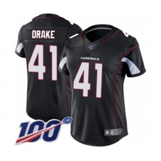 Women's Arizona Cardinals #41 Kenyan Drake Black Alternate Vapor Untouchable Limited Player 100th Season Football Jersey Women's Arizona Cardinals #41 Kenyan Drake Black Alternate Vapor Untouchable Limited Player 100th Season Football Jersey