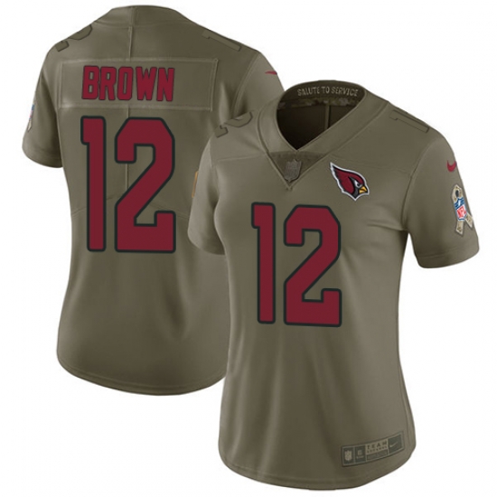 Womens Nike Cardinals #12 John Brown Olive Stitched NFL Limited 2017 Salute to Service Jersey Womens Nike Cardinals #12 John Brown Olive Stitched NFL Limited 2017 Salute to Service Jersey