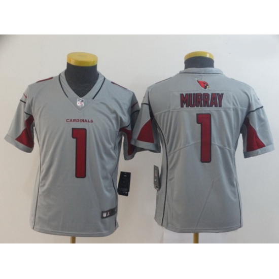Youth Nike Cardinals 1 Kyler Murray Silver Inverted Legend Jersey Youth Nike Cardinals 1 Kyler Murray Silver Inverted Legend Jersey