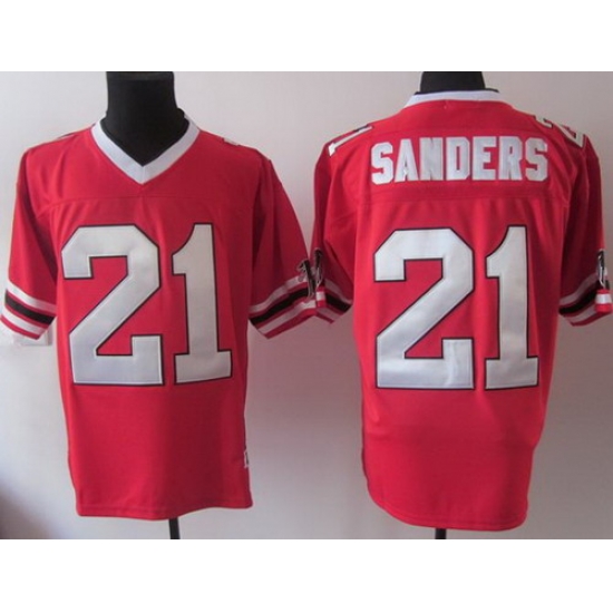 Atlanta Falcons 21 Deion Sanders Red M&N Throwback NFL Jerseys Atlanta Falcons 21 Deion Sanders Red M&N Throwback NFL Jerseys
