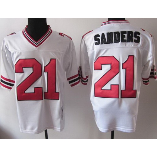 Atlanta Falcons 21 Deion Sanders White M&N Throwback NFL Jerseys Atlanta Falcons 21 Deion Sanders White M&N Throwback NFL Jerseys