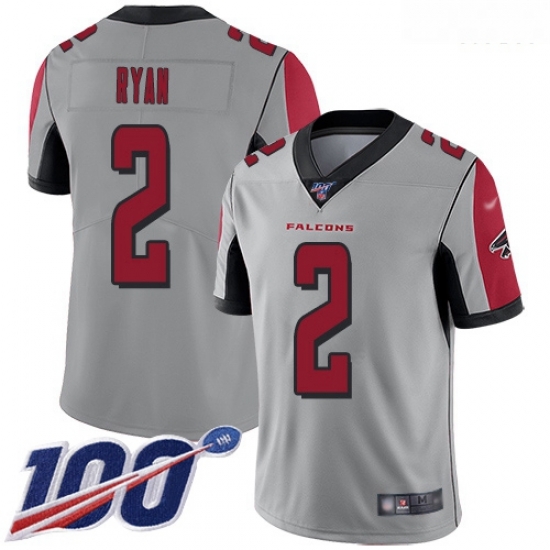 Falcons 2 Matt Ryan Silver Men Stitched Football Limited Inverted Legend 100th Season Jersey Falcons 2 Matt Ryan Silver Men Stitched Football Limited Inverted Legend 100th Season Jersey