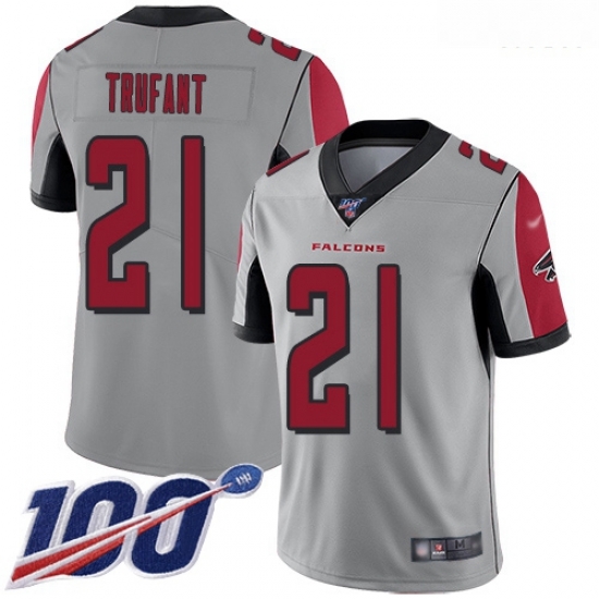 Falcons 21 Desmond Trufant Silver Men Stitched Football Limited Inverted Legend 100th Season Jersey Falcons 21 Desmond Trufant Silver Men Stitched Football Limited Inverted Legend 100th Season Jersey