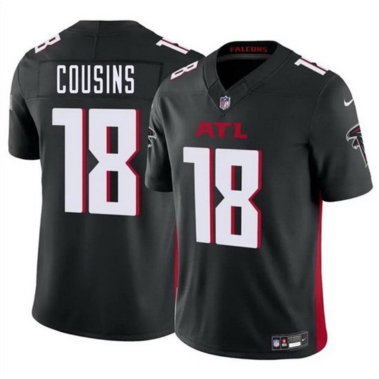 Men Atlanta Falcons 18 Kirk Cousins Black 2023 F U S E Vapor Untouchable Limited Football Stitched Jersey Men Atlanta Falcons 18 Kirk Cousins Black 2023 F U S E Vapor Untouchable Limited Football Stitched Jersey