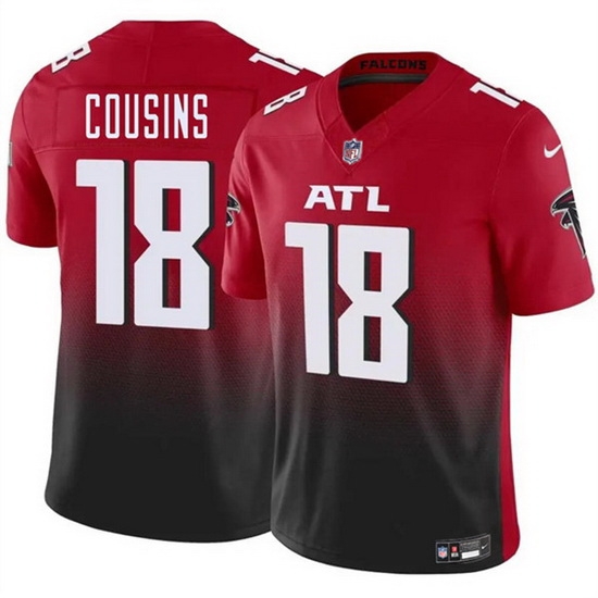 Men Atlanta Falcons 18 Kirk Cousins Red Black 2023 F U S E Vapor Untouchable Limited Football Stitched Jersey Men Atlanta Falcons 18 Kirk Cousins Red Black 2023 F U S E Vapor Untouchable Limited Football Stitched Jersey