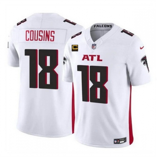 Men Atlanta Falcons 18 Kirk Cousins White 2024 F U S E With 4 Star C Patch Vapor Untouchable Limited Stitched Football Jersey Men Atlanta Falcons 18 Kirk Cousins White 2024 F U S E With 4 Star C Patch Vapor Untouchable Limited Stitched Football Jersey