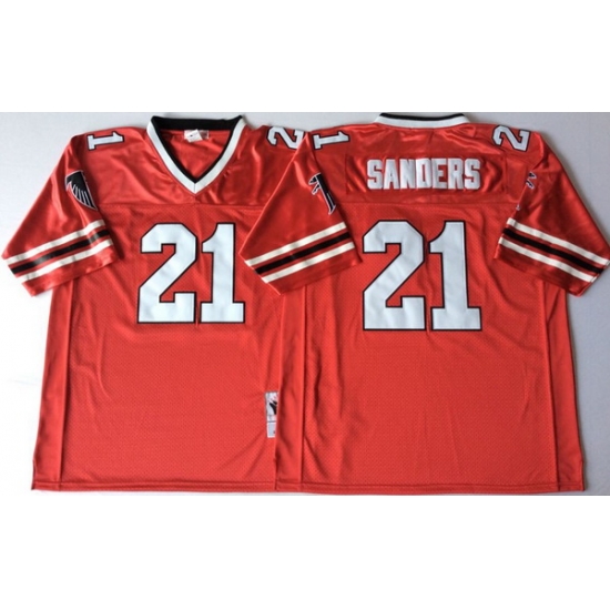 Men Atlanta Falcons 21 Deion Sanders Red 1989 M&N Throwback Jersey Men Atlanta Falcons 21 Deion Sanders Red 1989 M&N Throwback Jersey