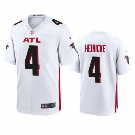 Men Atlanta Falcons 4 Taylor Heinicke New White Stitched Game Jersey Men Atlanta Falcons 4 Taylor Heinicke New White Stitched Game Jersey