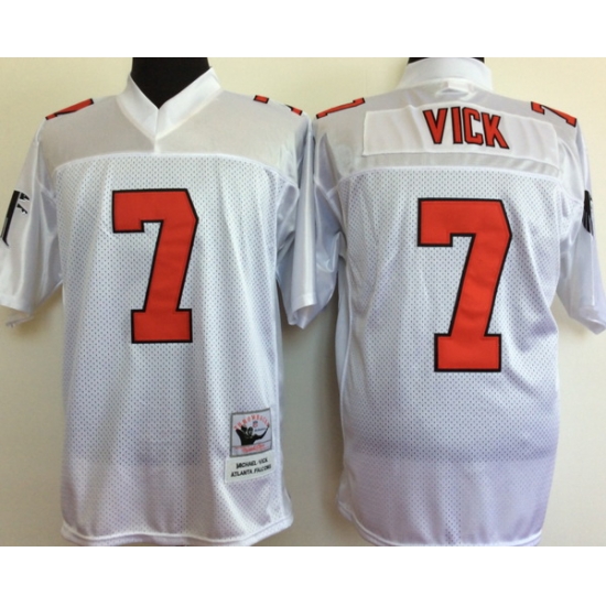 Men Atlanta Falcons 7 Michael Vick White M&N Throwback Jersey Men Atlanta Falcons 7 Michael Vick White M&N Throwback Jersey