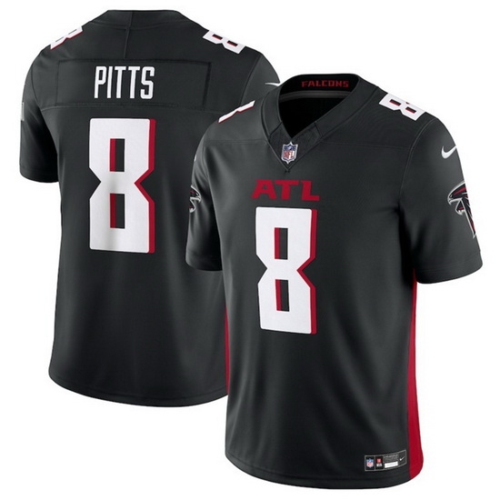 Men Atlanta Falcons 8 Kyle Pitts Black 2023 F.U.S.E. Vapor Untouchable Limited Stitched Football Jersey Men Atlanta Falcons 8 Kyle Pitts Black 2023 F.U.S.E. Vapor Untouchable Limited Stitched Football Jersey