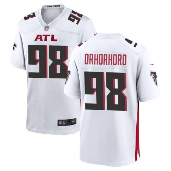 Men Atlanta Falcons 98 Ruke Orhorhoro White Limited Stitched Football Game Jersey Men Atlanta Falcons 98 Ruke Orhorhoro White Limited Stitched Football Game Jersey