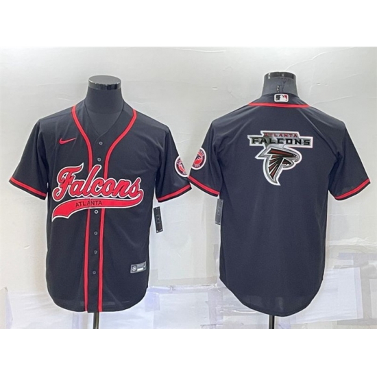 Men Atlanta Falcons Black Team Big Logo With Patch Cool Base Stitched Baseball Jersey Men Atlanta Falcons Black Team Big Logo With Patch Cool Base Stitched Baseball Jersey